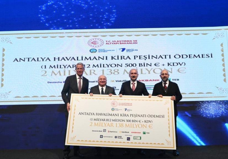 ANTALYA HAVALİMANI İHALESİNİN 2.1 MİLYAR AVROLUK PEŞİNATI ÖDENDİ