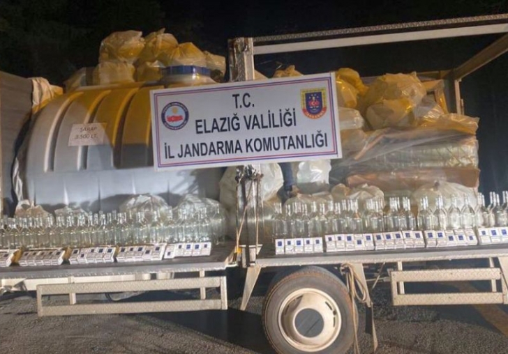 Arapgir'den Götürülmekte Olan 3,5 Ton Kaçak Şarap Ele Geçti
