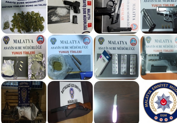 Malatya'da çeşitli suçlardan 7 şüpheli tutuklandı