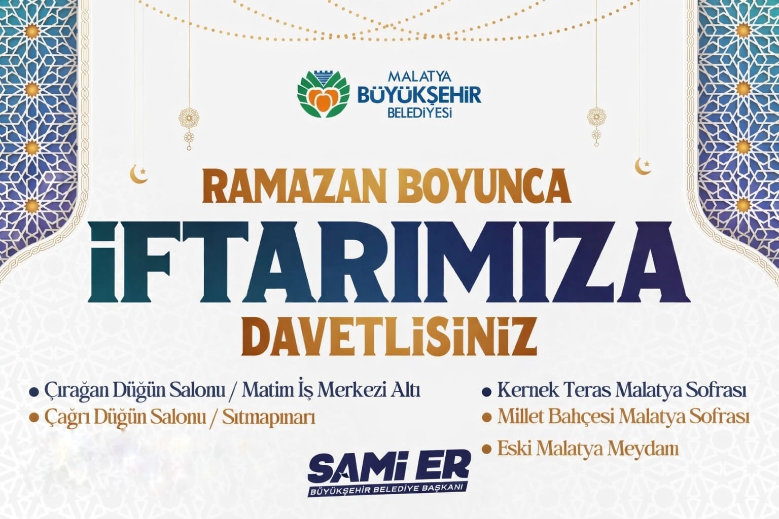 Malatya’da Ramazan Hazırlıkları Tamam: Gönül Sofraları ve Kültürel Etkinlikler Başlıyor