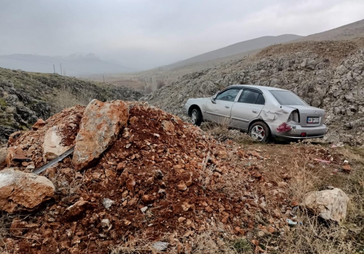 Malatya'da yoldan çıkan otomobilin sürücüsü yaralandı