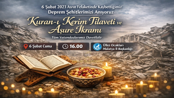 Malatya Ülkü Ocaklarından 6 Şubat Şehitlerine Vefa: Anma Programı Düzenleniyor