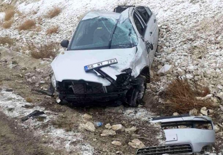 Otomobil karlı havada takla attı, 1 yaralı