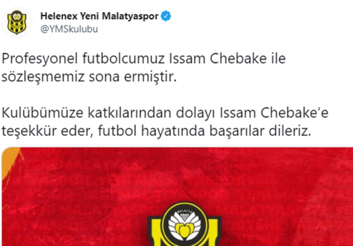 Yeni Malatyasporda Chebake ile yollar ayrıldı